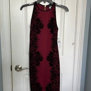 Red and black sleeveless dress